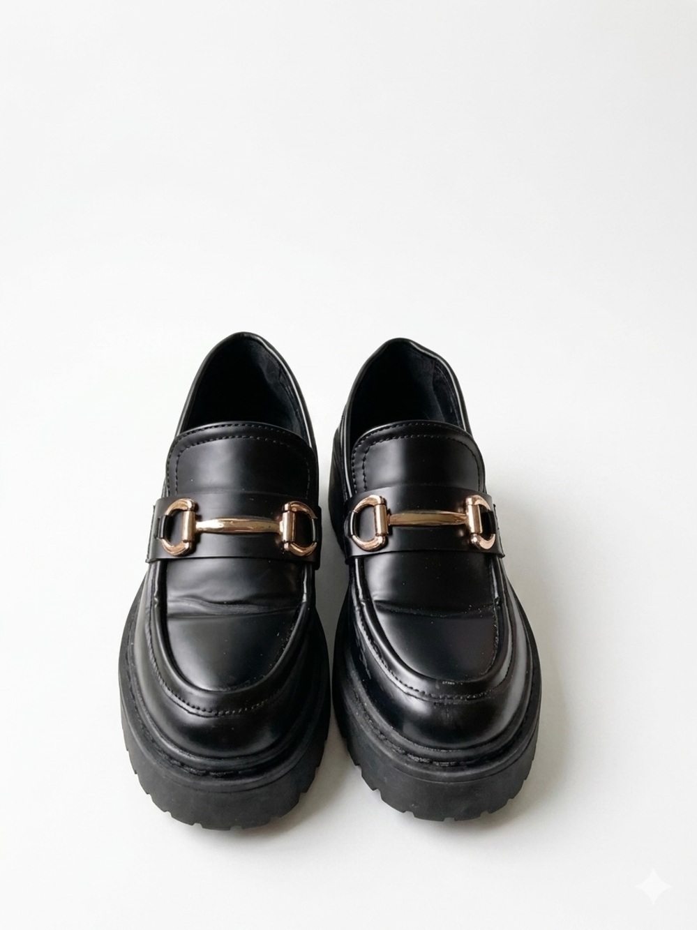 Steve Madden Chunky Faux Leather Platform Loafers Gold Buckle EU 36 US 5.5 / 6
